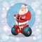 Santa Claus Ride Electric Scooter Christmas Holiday Happy New Year Greeting Card