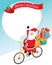 Santa Claus Riding Bicycle With Reindeer