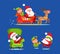 Santa Claus Riding Deer Sledge with Elf Icon