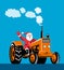 Santa Claus riding a tractor