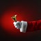 Santa Claus Ringing a Bell Over a Light to Dark Red Background