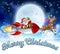 Santa Claus Rocket Sleigh Merry Christmas Graphic