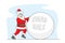Santa Claus Rolling Huge Snowball Christmas Sale Typography. Xmas Character in Red Festive Costume with Ad for Store