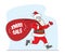 Santa Claus Run with Red Bag. Christmas Character in Red Hat and Festive Costume Holding Sack with Xmas Sale Typography
