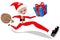 Santa Claus Running Delivering Xmas Gift Isolated