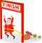 Santa Claus running finish line