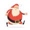 Santa Claus running hard and getting tired.