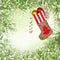 Santa Claus`s New Year sock with gifts, toys and serpentine