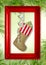 Santa Claus`s New Year sock with gifts, toys and serpentine