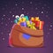 Santa Claus sack full of gift and present boxes