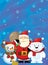 The santa claus with the sack full of presents - gifts - happy snowman and polar bear - christmas desi
