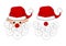 Santa Claus, Santa Hat, Red Nose and White Beard isolated on White Background. Vector Illustration