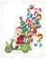 Santa Claus on Scooter Silly Vector Cartoon