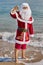 Santa Claus at sea on a hot summer day. Santa\'s summer vacation