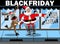 Santa Claus shopping running pushing cart reindeer black friday sale