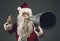 Santa Claus shouting with a vintage megaphone