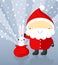 Santa Claus shows magic tricks with rabbit