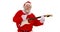 Santa claus singing a song and playing guitar