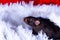 Santa Claus sits black rat