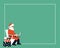 Santa Claus is sitting among gifts and writes a letter on a laptop