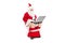 Santa Claus sitting on a toilet and working with laptop