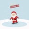 Santa claus skate on ice snowy background
