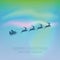 Santa claus in a sleigh with reindeer on polar light background