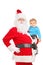 Santa Claus and small child posing