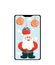 Santa Claus in a smartphone is isolated on a white background. Santa Claus with balloons congratulates from a smartphone, remote