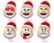 Santa claus smiley christmas character vector set. Santa claus emoji characters in thinking, sad and inlove facial expression.