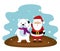 Santa claus and snow bear with scarf