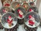 Santa Claus in snow globe closeup on shop shelf. Decorative toys in New Year eve