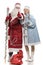 Santa Claus and snow maiden giving thumbs-up sign