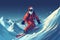 Santa Claus on the Snowboard Sliding Down Hill. or posters, banners, sales and other winter events. Ai generated