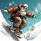 Santa Claus on the Snowboard Sliding Down Hill. or posters, banners, sales and other winter events. Ai generated