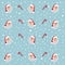 Santa Claus and snowfall pattern on blue background. pattern