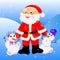 Santa claus with snowman.card christmas