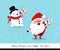 Santa Claus and Snowman shout in a megaphone. Emotional Christmas and New Year`s characters. Humorous collection. Vector