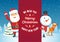 Santa Claus and snowman with signboard 02