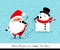 Santa Claus and Snowman sing. Emotional Christmas and New Year`s characters. Humorous xmas collection. Vector illustration