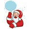 Santa Claus with speech bubble talking. Vector illustration