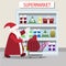The Santa Claus spend time to buying presents