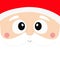 Santa Claus square head face icon. Beard, moustaches, white eyebrows, nose, red hat. Merry Christmas. Happy New Year. Cute cartoon