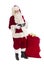 Santa Claus Standing With Bag Full Of Gifts