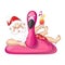 Santa Claus on summer vacation with flamingo inflatable swim ring