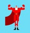 Santa Claus superhero. Super Christmas grandfather in mask and raincoat. Xmas and New Year vector illustration