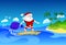 Santa Claus on surfboard