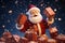 Santa Claus Surrounded by Giftboxes in Festive 3D Cartoon.GenerativeAI.