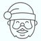 Santa Claus thin line icon. Grandfather smilling face with conic hat. Christmas vector design concept, outline style
