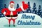 Santa Claus thumb up merry christmas xmas background